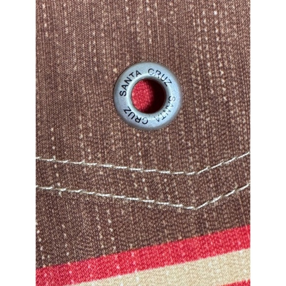 Santa Cruz Board Shorts Mens 36 Brown Red Tan Stripe Surf Swim Trunks Skate‎ - Picture 8 of 16